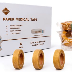 Hypoallergenic Soft Paper Medical Tape NBLEISHI Tan 1/2in x10yd 6Rolls-0