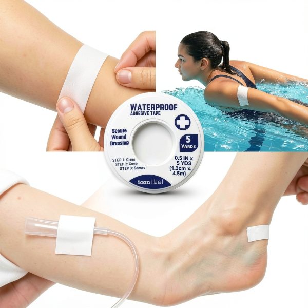 First Aid Tape Iconikal Waterproof 4-Pack 0.5in x 5yd White Tape-4