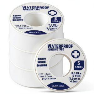 First Aid Tape Iconikal Waterproof 4-Pack 0.5in x 5yd White Tape-0
