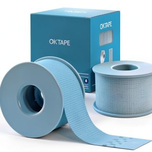 OK TAPE Silicone Medical Tape (2 Rolls) for Sensitive Skin,Waterproof Surgical Tape for Secures Dressings and Gauze,Pain-Free Removal Micropore Tape, First Aid Bandage Tape,1" x 5yd,Blue-0
