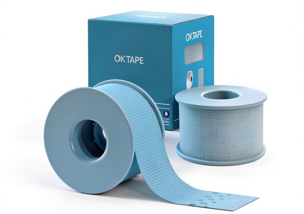 OK TAPE Silicone Medical Tape (2 Rolls) for Sensitive Skin,Waterproof Surgical Tape for Secures Dressings and Gauze,Pain-Free Removal Micropore Tape, First Aid Bandage Tape,1" x 5yd,Blue-0