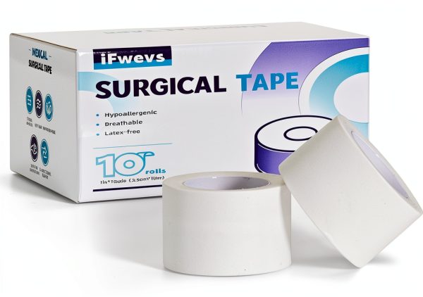Paper Medical Tape 10 Rolls - 1" x 10 Yards Latex-Free & Hypoallergenic Soft Paper Surgical Tape, Applicable to Surgical Tape for Skin, Dressings, Wound First Aid Tape-1
