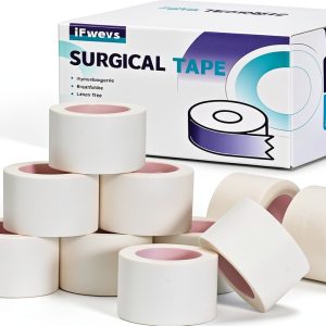 Paper Medical Tape 10 Rolls - 1" x 10 Yards Latex-Free & Hypoallergenic Soft Paper Surgical Tape, Applicable to Surgical Tape for Skin, Dressings, Wound First Aid Tape-0