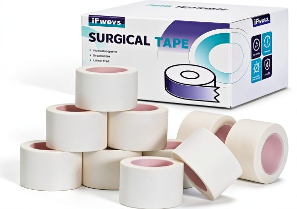 Paper Medical Tape 10 Rolls - 1" x 10 Yards Latex-Free & Hypoallergenic Soft Paper Surgical Tape, Applicable to Surgical Tape for Skin, Dressings, Wound First Aid Tape-0