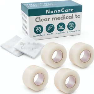 Hypoallergenic Transparent Surgical Tape 1 inch x 10yd |4 Rolls Waterproof,Clear| Medical Tape for Skin, Dressings and Face| First Aid Bandage Tape for Sensitive Skin-0
